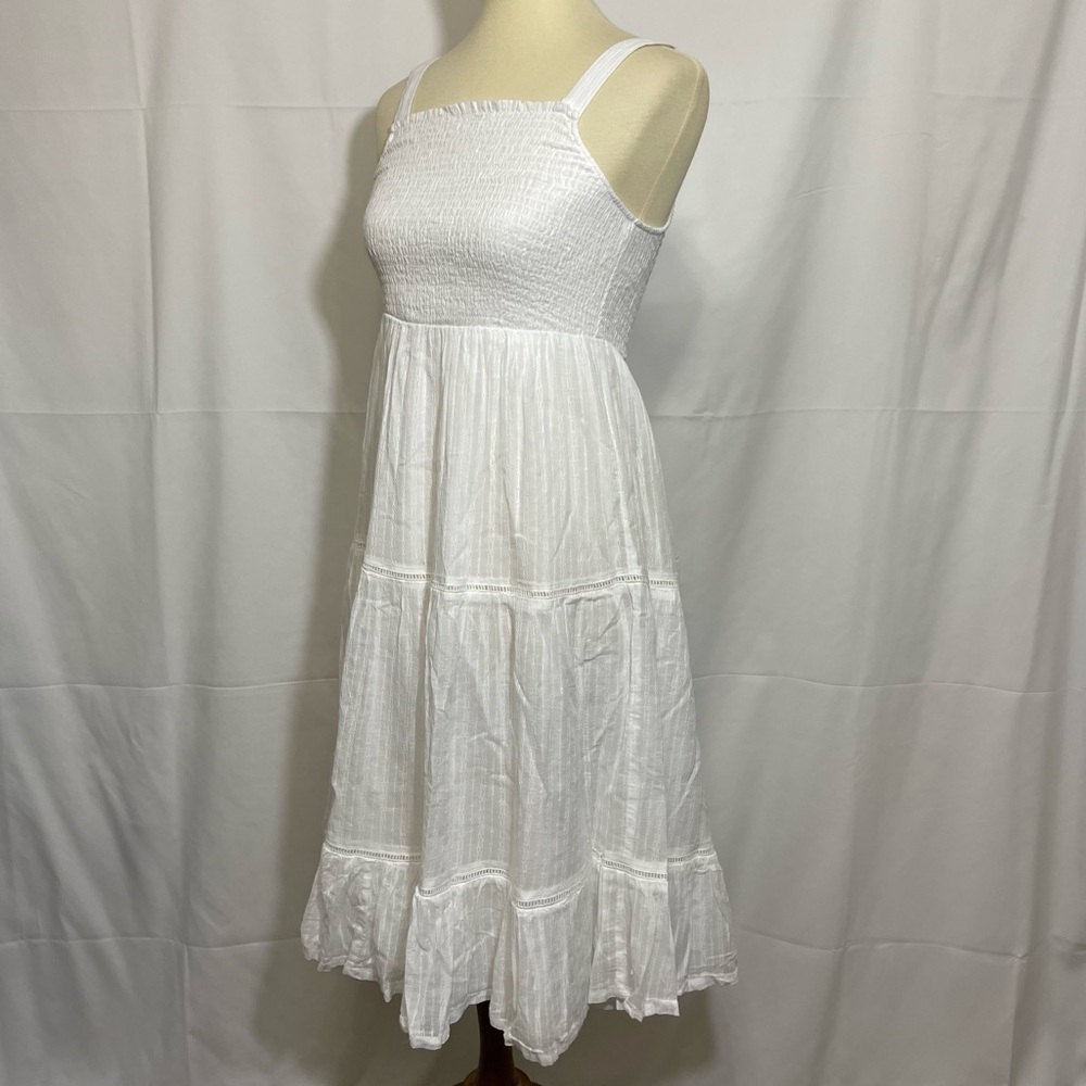 Joie Smocked Crochet Trim Tiered MIDI Dress - Picture 5 of 13